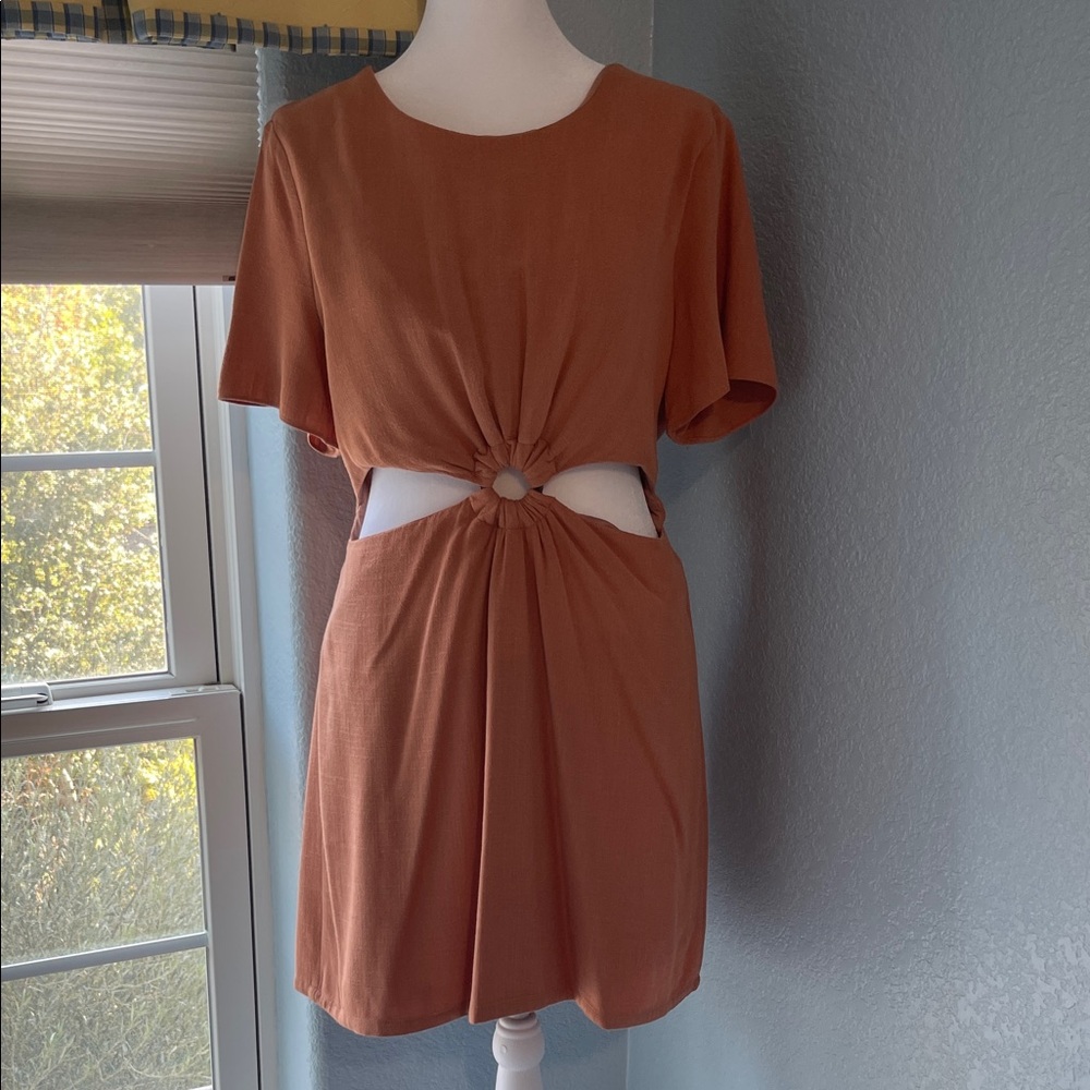 Rust Orange Cut-Out Dress